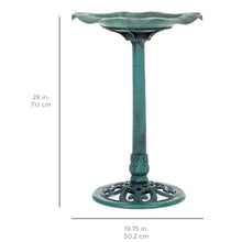 Load image into Gallery viewer, Lily Leaf Pedestal Bird Bath Decoration Accent w/ Floral Accents

