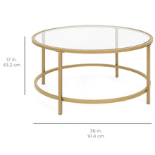 Load image into Gallery viewer, Round Tempered Glass Coffee Table w/ Steel Frame - 36in
