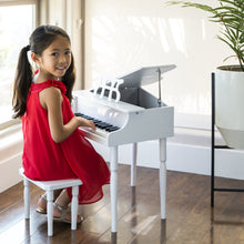 Load image into Gallery viewer, Kids Mini Wooden Grand Piano w/ Lid, Bench, Music Rack, Song Book, Stickers
