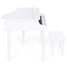 Load image into Gallery viewer, Kids Mini Wooden Grand Piano w/ Lid, Bench, Music Rack, Song Book, Stickers
