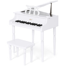 Load image into Gallery viewer, Kids Mini Wooden Grand Piano w/ Lid, Bench, Music Rack, Song Book, Stickers
