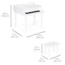 Load image into Gallery viewer, Kids Mini Wooden Grand Piano w/ Lid, Bench, Music Rack, Song Book, Stickers
