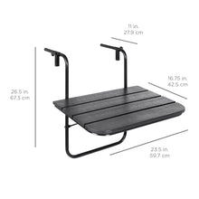 Load image into Gallery viewer, Foldable Hanging Balcony Railing Table w/ Compact Metal Frame - Black
