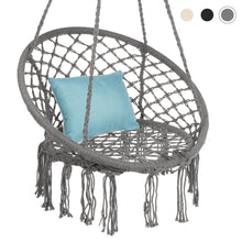 Load image into Gallery viewer, Cotton Macrame Hammock Hanging Chair Swing, Handwoven w/ Backrest
