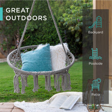 Load image into Gallery viewer, Cotton Macrame Hammock Hanging Chair Swing, Handwoven w/ Backrest
