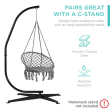 Load image into Gallery viewer, Cotton Macrame Hammock Hanging Chair Swing, Handwoven w/ Backrest
