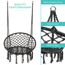 Load image into Gallery viewer, Cotton Macrame Hammock Hanging Chair Swing, Handwoven w/ Backrest

