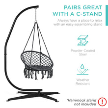 Load image into Gallery viewer, Cotton Macrame Hammock Hanging Chair Swing, Handwoven w/ Backrest
