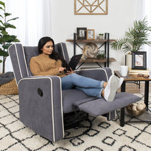 Load image into Gallery viewer, Mid-Century Modern Polyester Upholstered Swivel Recliner Rocking Chair
