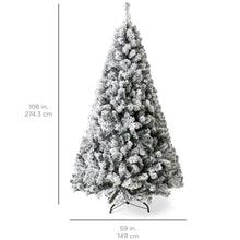 Load image into Gallery viewer, Pre-Lit Snow Flocked Artificial Pine Christmas Tree w/ Warm White Lights
