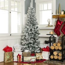Load image into Gallery viewer, Pre-Lit Snow Flocked Artificial Pencil Christmas Tree
