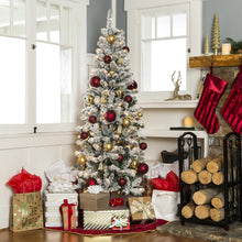 Load image into Gallery viewer, Pre-Lit Snow Flocked Artificial Pencil Christmas Tree
