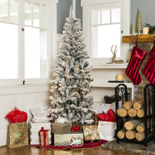 Load image into Gallery viewer, Pre-Lit Snow Flocked Artificial Pencil Christmas Tree
