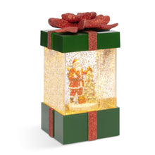 Load image into Gallery viewer, Musical Pre-Lit Christmas Present Glitter Snow Globe Decor w/ Santa Claus
