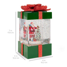 Load image into Gallery viewer, Musical Pre-Lit Christmas Present Glitter Snow Globe Decor w/ Santa Claus
