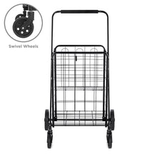 Load image into Gallery viewer, Folding Steel Storage Utility Shopping Cart w/ Bonus Basket, Swivel Wheels
