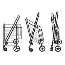 Load image into Gallery viewer, Folding Steel Storage Utility Shopping Cart w/ Bonus Basket, Swivel Wheels
