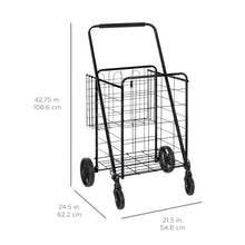 Load image into Gallery viewer, Folding Steel Storage Utility Shopping Cart w/ Bonus Basket, Swivel Wheels
