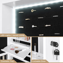 Load image into Gallery viewer, Door/Wall Mount Mirror Jewelry Cabinet Armoire w/ Inside Mirror, LED Lights
