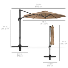Load image into Gallery viewer, 360-Degree Rotating Cantilever Offset Patio Umbrella w/ Tilt, 10ft
