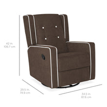 Load image into Gallery viewer, Mid-Century Modern Velvet Upholstered Swivel Recliner Lounge Rocking Chair
