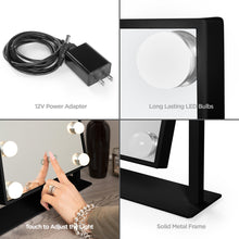 Load image into Gallery viewer, Hollywood Makeup Vanity Mirror w/ Smart Touch, Adjustable Color Temp, 12 LED
