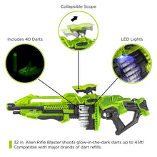 Load image into Gallery viewer, Electric Foam Dart Alien Blaster Toy w/ 40 Glow-in-the-Dark Darts
