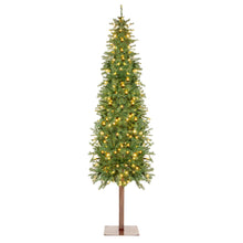 Load image into Gallery viewer, Pre-Lit Artificial Alpine Slim Pencil Christmas Tree w/ LED Lights, Stand
