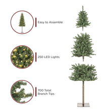 Load image into Gallery viewer, Pre-Lit Artificial Alpine Slim Pencil Christmas Tree w/ LED Lights, Stand
