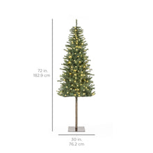 Load image into Gallery viewer, Pre-Lit Artificial Alpine Slim Pencil Christmas Tree w/ LED Lights, Stand
