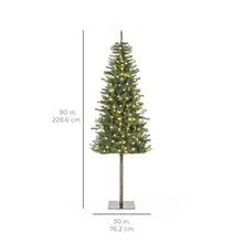 Load image into Gallery viewer, Pre-Lit Artificial Alpine Slim Pencil Christmas Tree w/ LED Lights, Stand
