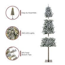 Load image into Gallery viewer, Pre-Lit Snow Flocked Alpine Slim Pencil Christmas Tree w/ LED Lights, Stand
