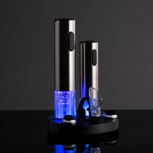 Load image into Gallery viewer, Electric Stainless Steel Wine Opener Set w/ Aerator, Foil Cutter, Charger
