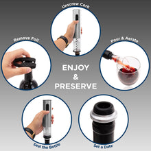 Load image into Gallery viewer, Electric Stainless Steel Wine Opener Set w/ Aerator, Foil Cutter, Charger

