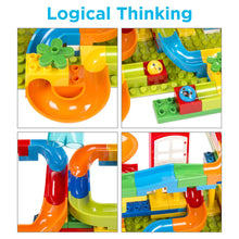 Load image into Gallery viewer, Kids 247-Piece Building Block Marble Run STEM Toy Track Set w/ Ramps, Slides
