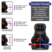 Load image into Gallery viewer, Air Compression Shiatsu Neck &amp; Back Massager Seat w/ Heat, Rolling Massage
