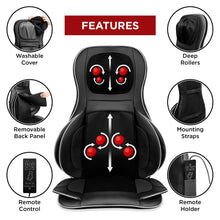 Load image into Gallery viewer, Air Compression Shiatsu Neck &amp; Back Massager Seat w/ Heat, Rolling Massage
