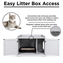 Load image into Gallery viewer, Large Wooden Cat Litter Box Enclosure Cabinet &amp; Side Table w/ Magazine Rack

