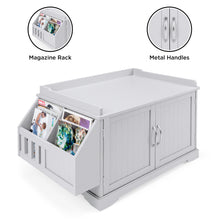 Load image into Gallery viewer, Large Wooden Cat Litter Box Enclosure Cabinet &amp; Side Table w/ Magazine Rack
