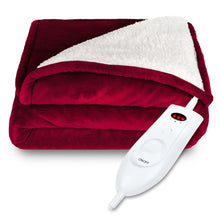 Load image into Gallery viewer, Electric Heated Reversible Sherpa Blanket w/ 3 Heat Settings, Auto Shut Off

