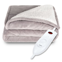 Load image into Gallery viewer, Electric Heated Reversible Sherpa Blanket w/ 3 Heat Settings, Auto Shut Off
