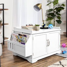 Load image into Gallery viewer, Large Wooden Cat Litter Box Enclosure Cabinet &amp; Side Table w/ Magazine Rack
