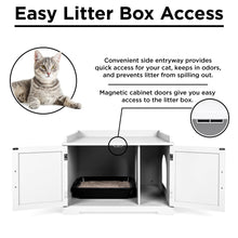 Load image into Gallery viewer, Large Wooden Cat Litter Box Enclosure Cabinet &amp; Side Table w/ Magazine Rack
