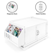 Load image into Gallery viewer, Large Wooden Cat Litter Box Enclosure Cabinet &amp; Side Table w/ Magazine Rack
