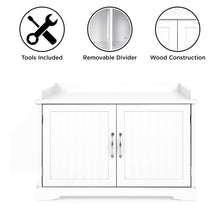Load image into Gallery viewer, Large Wooden Cat Litter Box Enclosure Cabinet &amp; Side Table w/ Magazine Rack
