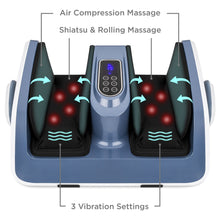 Load image into Gallery viewer, Air Compression Shiatsu Calf &amp; Foot Therapeutic Massager w/ Heat, Rollers
