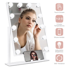 Load image into Gallery viewer, Hollywood Makeup Vanity Mirror w/ Smart Touch, Phone Holder, 12 LED Lights
