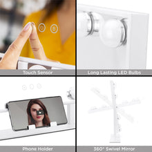 Load image into Gallery viewer, Hollywood Makeup Vanity Mirror w/ Smart Touch, Phone Holder, 12 LED Lights
