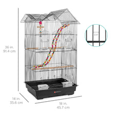 Load image into Gallery viewer, Indoor Outdoor Iron Birdcage w/ Removable Tray, 4 Feeders, 2 Toys - 36in
