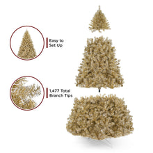 Load image into Gallery viewer, Champagne Gold Artificial Tinsel Christmas Tree w/ Foldable Stand

